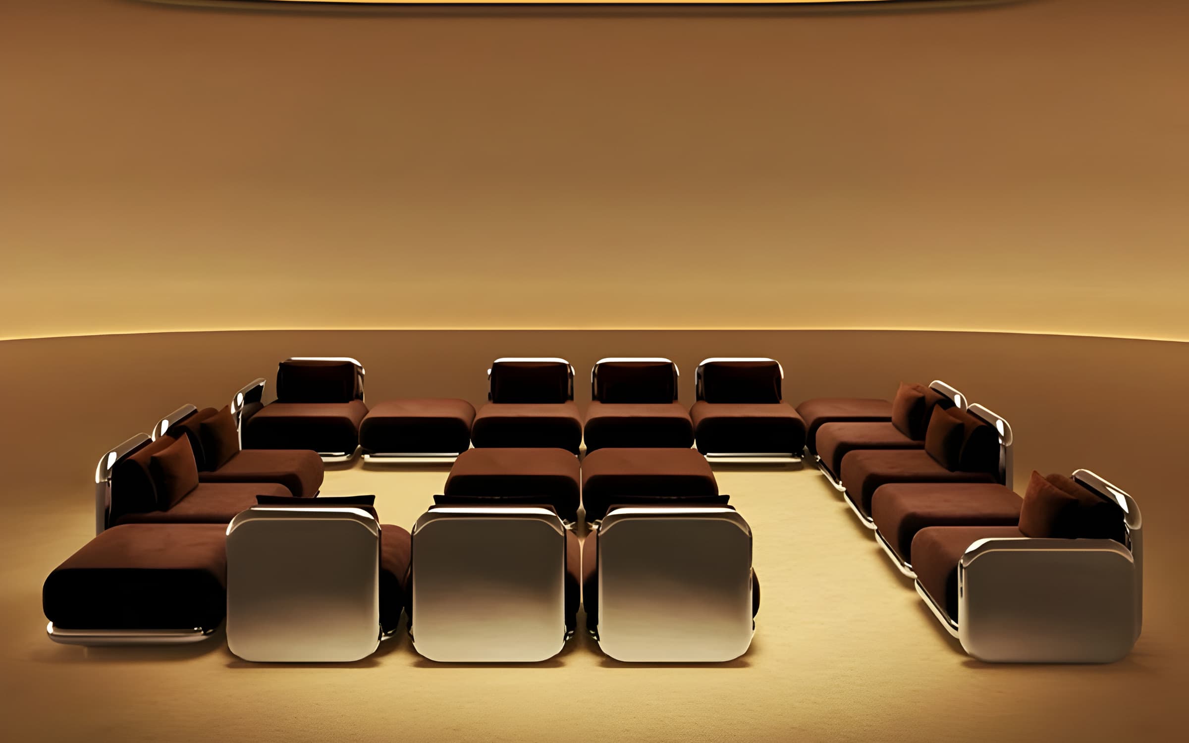 Circular modular seating in a quiet studio
