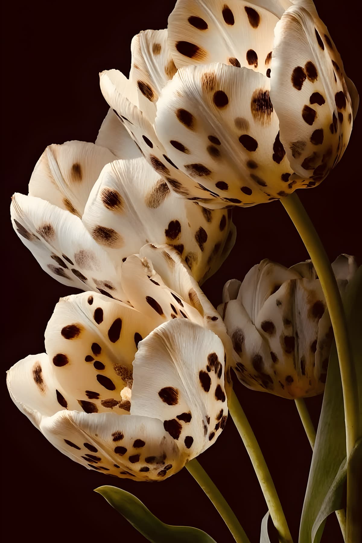 Cream tulips with dark markings